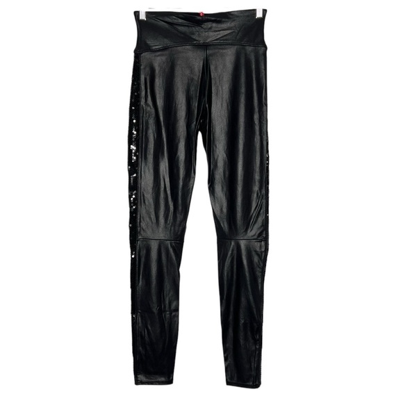 Spanx Faux Leather Sequin Leggings Black Size S - Picture 9 of 15